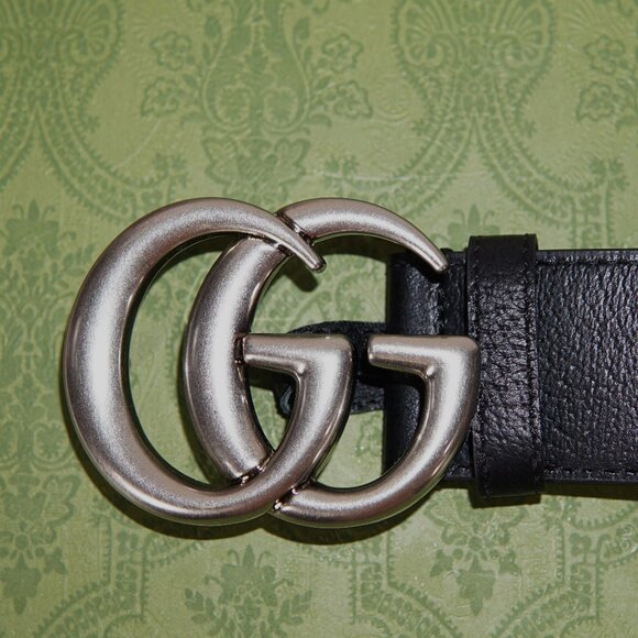 GUCCI Black Grain Leather Interlocking GG 39 mm MARMONT Belt 32/80 - Picture 2 of 4